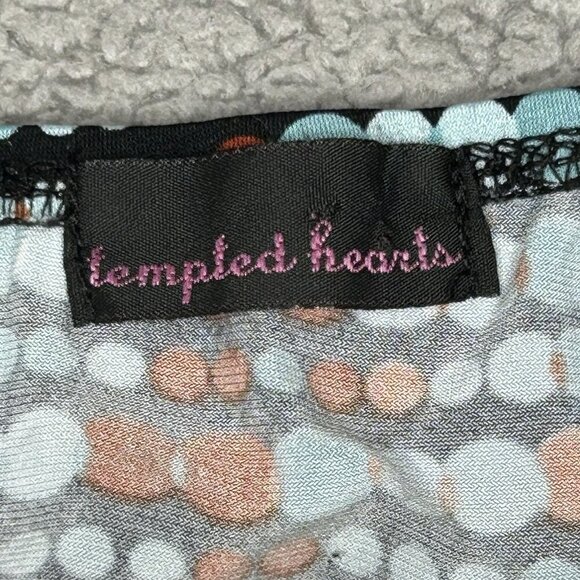 Tempted Hearts Babydoll Top Womens XL Abstract Polka Dot Tie Back Empire Y2K - Picture 4 of 11